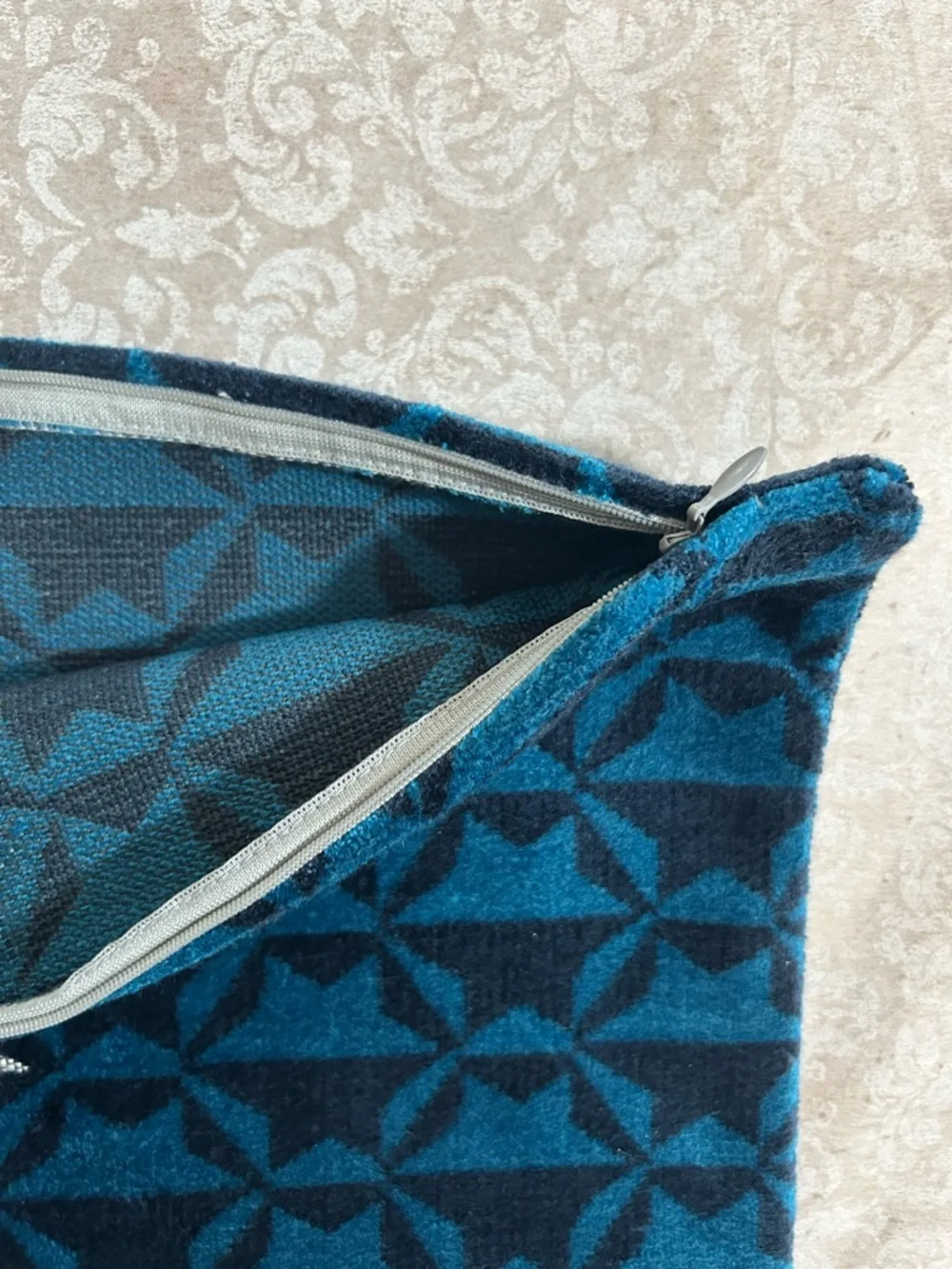 West Elm~ Blue Cut Velvet Star Lumbar Pillow Cover